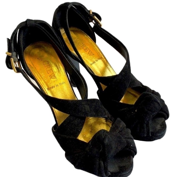 J. Crew Black velvet stiletto heel sandals, 6, evening, dress up, elegant - Picture 1 of 8